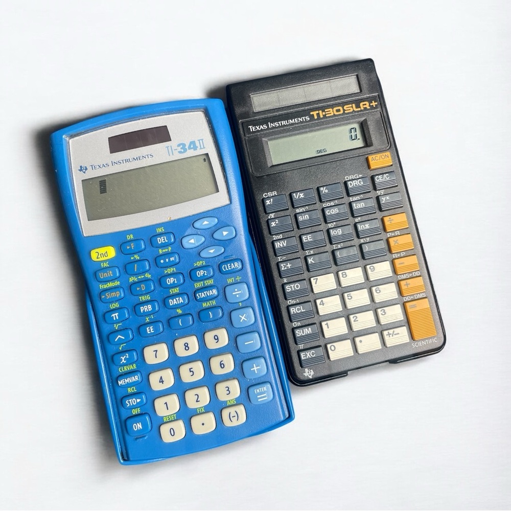Two Texas Instruments Calculators - TI-34 II & TI-30 SLR+